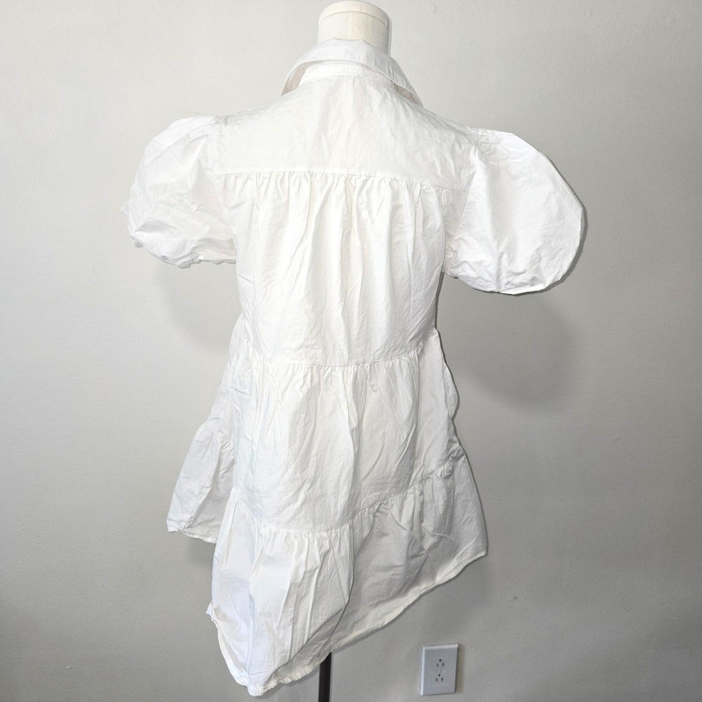 Peach Love California Sequin Star Shirt Dress Women Small White Patriotic Puff S - Picture 2 of 7